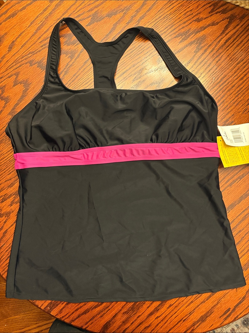 Cabela's Black Tankini Top with Pink Band